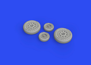 Additions (3D resin printing) 1/48 McDonnell F-4B Phantom wheels with weighted tyre effect (designed to be used with Tamiya kits)