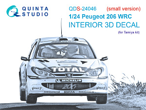 Peugeot 206 WRC 3D-Printed & coloured Interior on decal paper (Tamiya) (small version)
