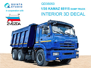 KAMAZ 65115 Dump truck 3D-Printed & coloured Interior on decal paper (Zvezda)