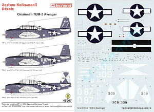 Decal 1/48 Grumman TBM-3 Avenger (3) (Techmod)