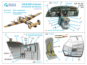 B-24D/B-24J Liberator. Pilot's compartment. 3D-Printed & coloured Interior on decal paper (HobbyBoss)