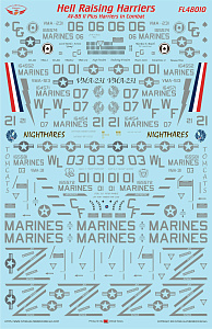 Decal 1/48      McDonnell-Douglas AV-8B II Plus Hell Raising Harriers (Flying Leathernecks)