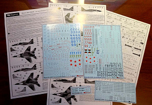 Decal 1/48 Mikoyan MiG-29SMT. Decal for all known MiG-29SMTs (9.19 and 9.19P) from Algerian and Russian Air Force (Begemot)