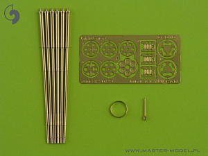 Aircraft detailing sets (brass) 1/32 M61 A1 Vulcan - Six-barrelled rotary 20mm cannon - turned barrels with etched barrel clamps 