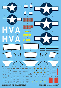 Decal 1/32 Republic P-47D Thunderbolt 'Bubbletop' (2)  (Techmod)