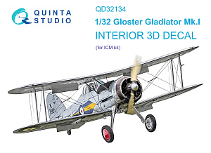 Gloster Gladiator Mk I 3D-Printed & coloured Interior on decal paper (ICM)