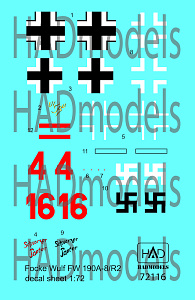 Decal 1/72 Fw-190 A-8/R2 (2x camo) (HAD)