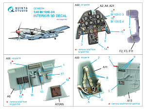 Bf 109E-3/E-4 3D-Printed & coloured Interior on decal paper (Dragon)