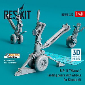 Additions (3D resin printing) 1/48 McDonnell-Douglas F/A-18A/F/A-18B/F/A-18C/F/A-18D Hornet landing gears with wheels (ResKit)