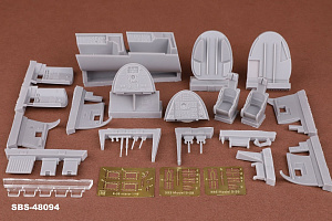Additions (3D resin printing) 1/48 Convair B-58 Hustler Bomber/Navigator & DSO cockpit set (designed to be used with Monogram and Revell kits)