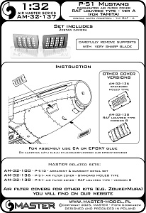Aircraft detailing sets (resin) 1/32 P-51 Mustang - carburator air filter cover - RAF louvred type - version A (designed to be used with Tamiya kits)