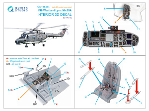 Lynx Mk88A 3D-Printed & coloured Interior on decal paper (Airfix) (with 3D-printed resin parts)