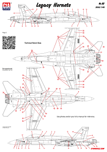 Decal 1/48 "Legacy Hornets" - McDonnell-Douglas TF-18A, F-18A, F-18A+, F/A-18B. (Cut then Add)