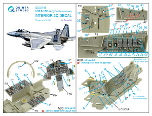 F-15C Early/F-15A/F-15J early 3D-Printed & coloured Interior on decal paper (Tamiya)