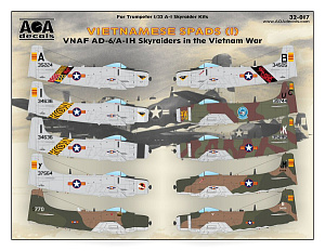 Decal 1/32 Vietnamese Spads (1) - VNAF Douglas AD-6/A-1H Skyraiders in the Vietnam War. Part 1 (AOA Decals)