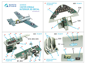 F4F-4 Wildcat 3D-Printed & coloured Interior on decal paper (Academy)