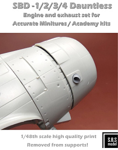 Additions (3D resin printing) 1/48 Douglas SBD Dauntless engine & exhaust set