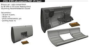 Additions (3D resin printing) 1/72 Messerschmitt Bf-109G radio compartment 3D-Printed (designed to be used with Eduard kits) 