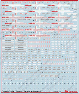 Decal 1/48 Sukhoi Su-24 'Fencer' family full stencils (Begemot)