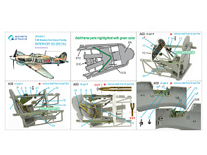 Hawker Hurricane family 3D-Printed & coloured Interior on decal paper (HobbyBoss)