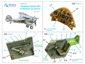 Gloster Gladiator MKI 3D-Printed & coloured Interior on decal paper (I Love Kit)