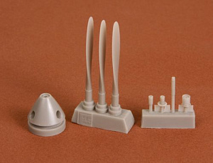 Additions (3D resin printing) 1/48 Bell P-39Q/N Airacobra propeller set (Curtiss) (designed to be used with Eduard kits)