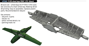 Additions (3D resin printing) 1/48 North-American P-51D Mustang wheel bay PRINT 1/72 (designed to be used with Eduard kits)