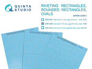 Riveting rectangles, rounded rectangles and ovals (rivet size 0.15 mm, gap 0.6 mm, suits 1/48), White color