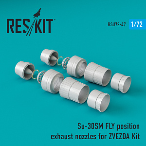 Additions (3D resin printing) 1/72 Sukhoi Su-30SM (Flanker H) flying position exhaust nozzles (ResKit)