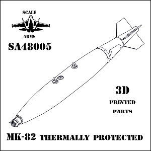 Additions (3D resin printing) 1/48 MK-82 Aviation Bomb (6 pieces included) (thermally protect) (Scale Arms)