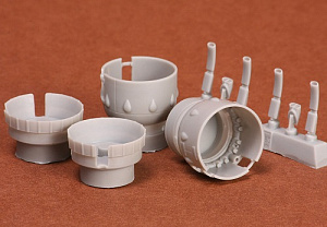 Additions (3D resin printing) 1/72 Bristol Blenheim Mk.I/Mk.IV engine cowling + exhaust set (designed to be used with Airfix kits)