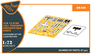 Photo Etching Kit Mitsubishi A5M Claude (all versions) PE parts interior (designed to be used with Clear Prop Models kits)[A5M2b A5M4]