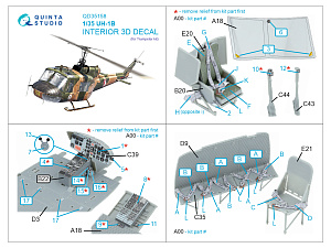 UH-1B 3D-Printed & coloured Interior on decal paper (Trumpeter)