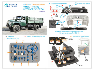 ZIL-130 family 3D-Printed & coloured Interior on decal paper (AVD) (with 3D-printed resin parts)