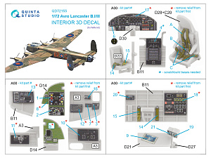 Avro Lancaster B.I/III 3D-Printed & coloured Interior on decal paper (Airfix)