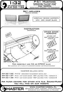 Aircraft detailing sets (resin) 1/32 P-51 Mustang - carburettor air filter cover - standard holed type (Tamiya)