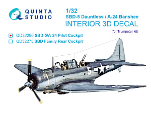 SBD-5 Dauntless/A-24B Banshee. Pilot's Cockpit 3D-Printed & coloured Interior on decal paper (Trumpeter)