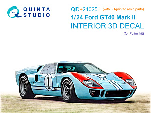 Ford GT40 Mark II 3D-Printed & coloured Interior on decal paper (Fujimi) (with 3D-printed resin parts)