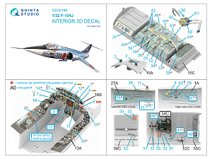 F-104J 3D-Printed & coloured Interior on decal paper (Italeri)