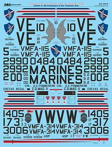 Decal 1/32 USMC McDonnell F-4B Phantoms in the Vietnam War (AOA Decals)