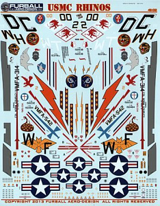 Decal 1/48 McDonnell F-4B/J Phantom sheet featuring options for 18 United States Marine Corps aircraft from the Vietnam era