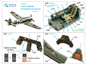 Fw 190A-5/6 3D-Printed & coloured Interior on decal paper (Eduard)