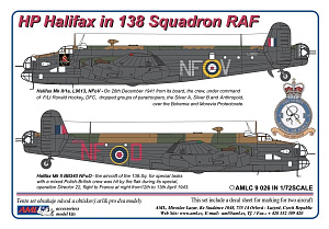 Decal 1/72 Handley-Page Halifax Mk.I/Mk.II in 138 Squadron RAF (AML)