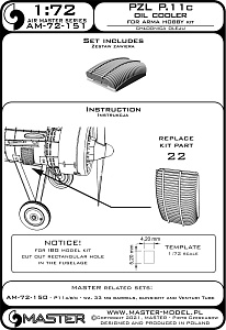 Aircraft detailing sets (brass) 1/72 PZL P.11c - oil cooler (designed to be used with Arma Hobby kits) 