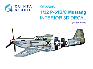 P-51B/P-51C Mustang 3D-Printed & coloured Interior on decal paper (Eduard)