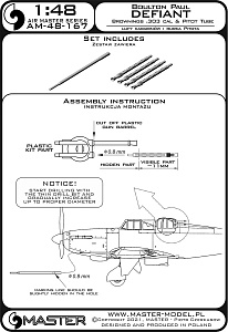 Aircraft detailing sets (brass) 1/48 Boulton-Paul Defiant - Pitot tube & Browning .303 cal barrels (designed to be used with Hasegawa kits) 