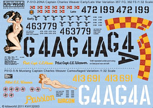 Decal 1/32 North-American P-51D Mustang 357th FG (3) (Kits-World)