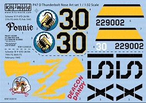 Decal 1/32 Republic P-47D Thunderbolt - 'Ponnie' - 'Deacon Dandy' (Kits-World)