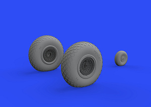 Additions (3D resin printing) 1/48 Boeing B-17G Flying Fortress wheels with weighted tyre effect (designed to be used with Hong Kong Models kits) 