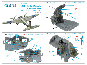 DH Mosquito B Mk.IV/PR Mk.IV 3D-Printed & coloured Interior on decal paper (Tamiya)